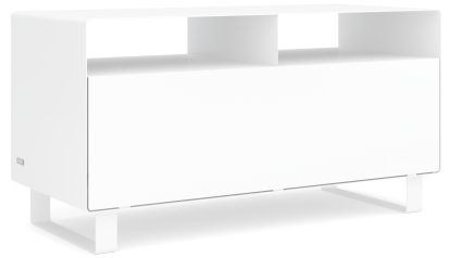 Meuble TV R 108, Blanc de sécurité (RAL 9003), Piétement luge laqué de la même couleur que l'extérieur