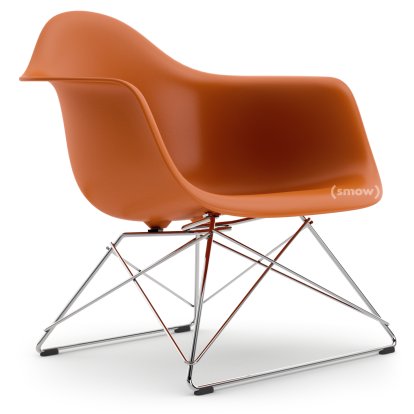Eames Plastic Armchair LAR, Orange rouille, Sans rembourrage, Chromé