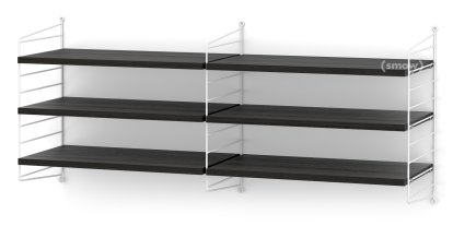 Étagère murale M String, 30 cm, Blanc, Placage frêne noir