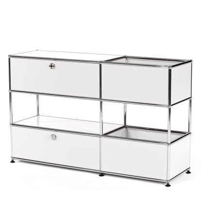 Buffet USM Haller pour enfants M avec boîtes de rangement, Monochrome, Blanc pur RAL 9010, Avec porte coulissante (incl. cadre métallique)