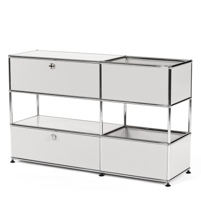 Buffet USM Haller pour enfants M avec boîtes de rangement, Monochrome, Gris clair RAL 7035, Avec porte coulissante (incl. cadre métallique)