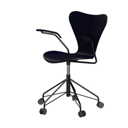 Chaise de bureau pivotante Série 7 3117/3217 New Colours, Avec accotoirs, Frêne coloré, Bleu nuit, Noir