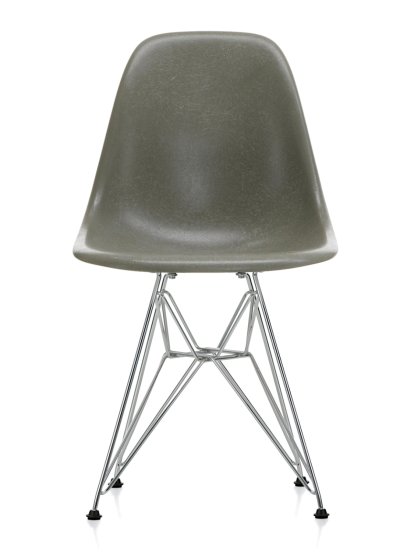 Eames Fiberglass Chair DSR, Eames raw umber, Poli chromé