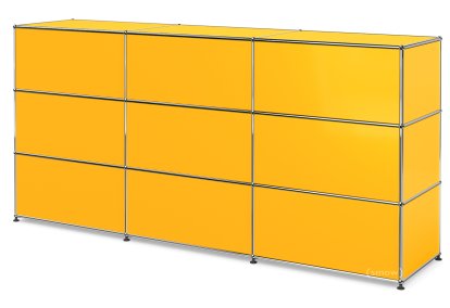 Comptoir d’accueil USM Haller version 1, Jaune or RAL 1004, 225 cm (3 éléments), 50 cm