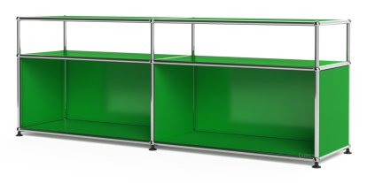 Meuble bas Lowboard L USM Haller avec rehausse, personnalisable, Vert USM, Ouvert, Sans passe-câbles