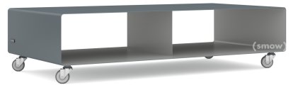 Meuble TV R 200, Bicolore   , Gris basalte (RAL 7012) - Aluminium blanc (RAL 9006), Roulettes industrielles