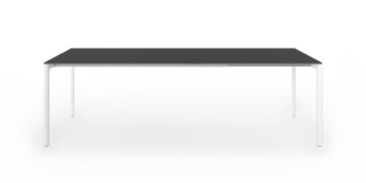 Table extensible Maki, L 166-246 x L 80 cm, Stratifié noir, Aluminium laqué blanc