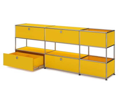 Buffet USM Haller pour enfants L avec boîtes de rangement, Monochrome, Jaune or RAL 1004, Avec portes coulissantes (incl. cadre métallique)
