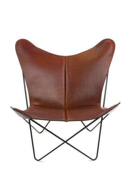 Trifolium Butterfly Chair, Cognac, Acier thermolaqué noir