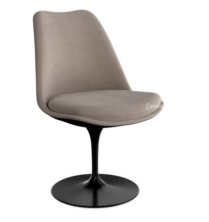 Chaise Tulip Saarinen, Statique, Coque et coussin d'assise rembourré, Noir, Beige (Eva 177)