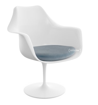 Fauteuil Tulipe Saarinen, Statique, Coussin d'assise, Blanc, Steel (Eva 172)