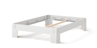 Lit Tagedieb, 160 x 200 cm, Sans tête de lit, FU (bouleau contreplaqué) blanc, Gris clair, Sans sommier