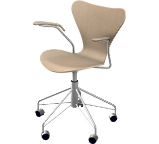 Chaise de bureau pivotante Série 7 3217, Bois laqué clair, Chêne naturel 