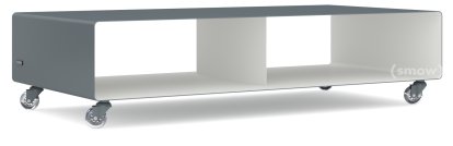 Meuble TV R 200, Bicolore   , Gris basalte (RAL 7012) -  Blanc pur (RAL 9010), Roulettes transparentes