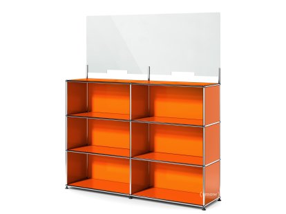 USM Haller Comptoir L avec écran de sécurité, Orange pur RAL 2004