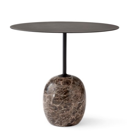 Table d'appoint Lato LN8 / LN9, Oval (L 50 x L 40 cm), Noir chaud / marbre Emparador