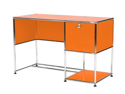 Bureau USM Haller Home Office, Orange pur RAL 2004, Avec passe-câble, en bas à gauche