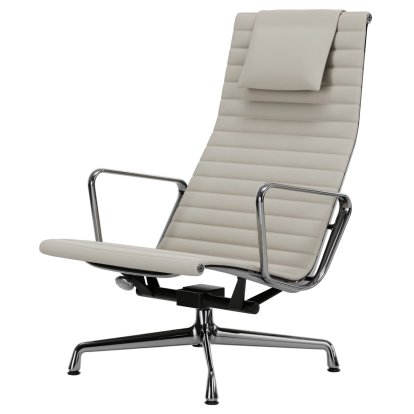 Aluminium Chair EA 124, Poli, Cuir Premium F, Neige
