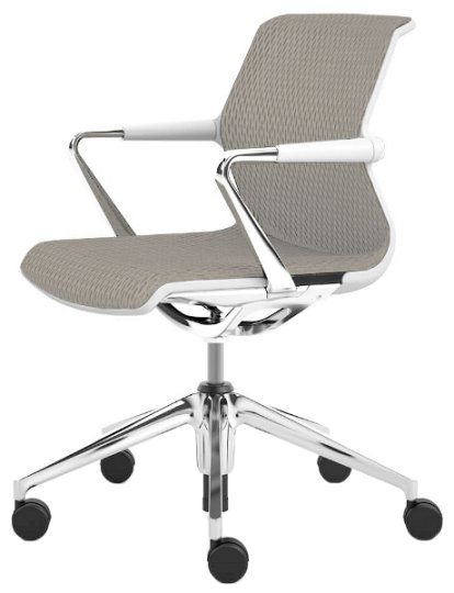 Chaise Unix Five-star base, Diamond Mesh soft grey, Soft grey