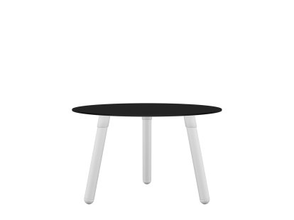 Table d'appoint BCN, Stratifié noir, Hêtre laqué blanc, H 33 x ø 55 cm