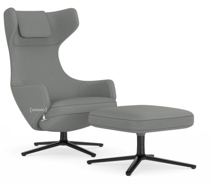 Fauteuil Grand Repos, Fauteuil Grand Repos & Ottoman, Tissu Cosy 2 Gris galet, 40 cm, Noir basic