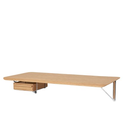 Bureau mural AB019, Chêne laqué, Avec tiroir chêne verni, à gauche