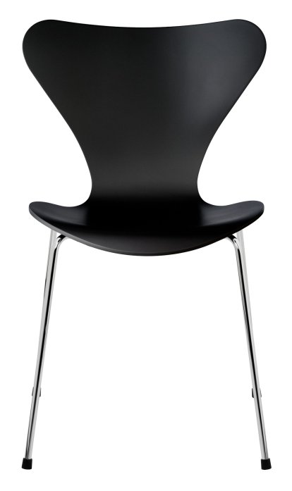 Chaise Série 7 3107, Laqué, Noir, Chromé