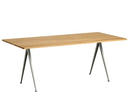 Table Pyramid 02, Chêne laqué, Acier thermolaqué beige