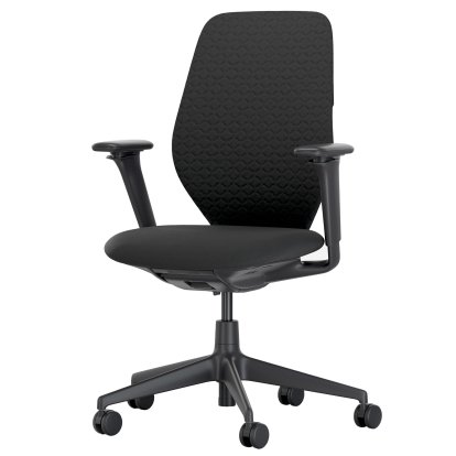 Chaise de bureau ACX Soft, Sans inclinaison avant, avec réglage de la profondeur, Accotoirs F 3D, Noir profond, Siège Grid Knit, nero, Roulettes souples pour sols durs