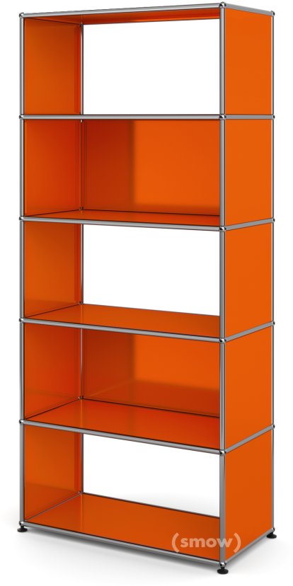 Étagère M USM Haller Type 1, 2 panneaux arrières, Orange pur RAL 2004
