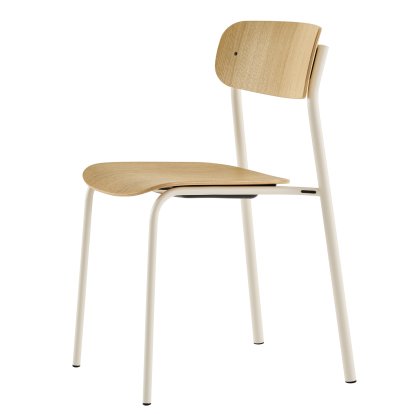 Chaise S 243, Blanc perle (RAL 1013), Chêne verni transparent