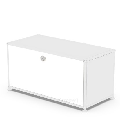 Porte abattante USM Haller, 75 cm x 35 cm, Blanc pur RAL 9010, Avec poignée sans serrure