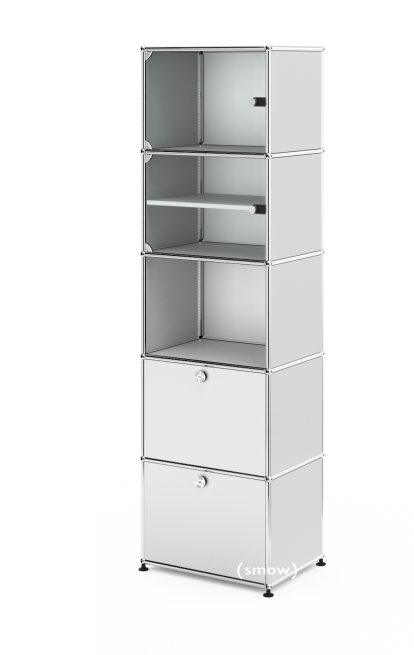 Vitrine USM Haller, H 179 x L 53 x P 38 cm, Argent mat USM, Sans serrures