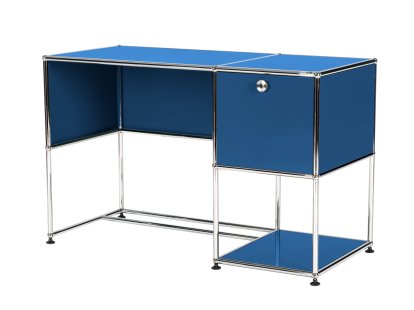 Bureau USM Haller Home Office, Bleu gentiane RAL 5010, Sans passe-câbles