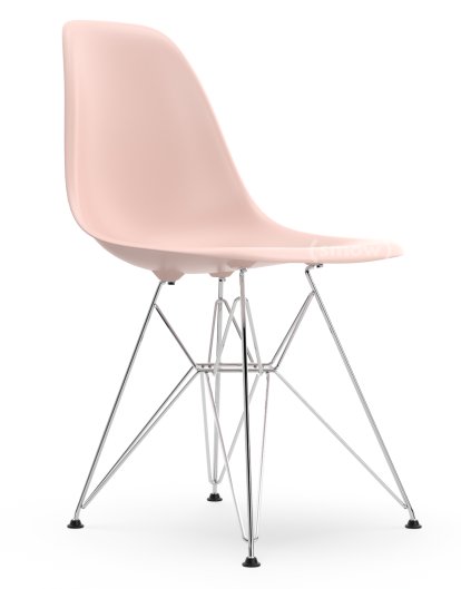 Eames Plastic Side Chair DSR, Rose pâle, Sans rembourrage, Sans rembourrage, Version standard - 43 cm, Chromé