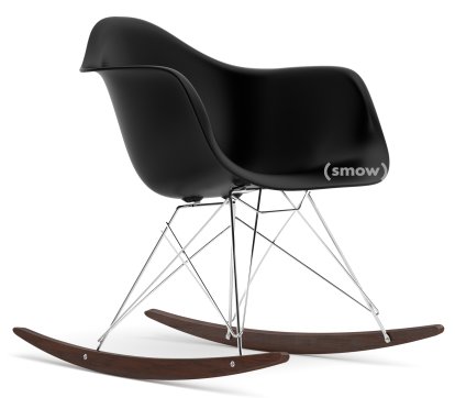 Fauteuil Eames Plastic Armchair RAR, Noir profond  , Chromé, Érable foncé