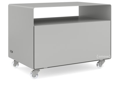 Caisson à roulettes R 107, Monochrome, Blanc aluminium (RAL 9006), Roulettes transparentes