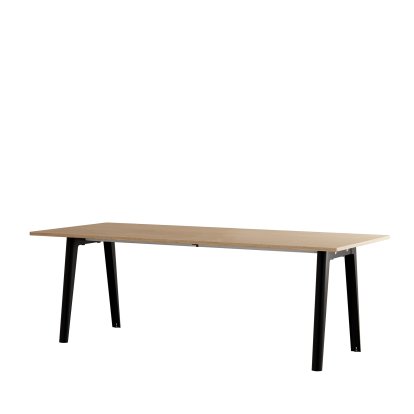 Table à manger New Modern rectangulaire, métal/bois, 220 x 95 cm, Finition chêne, Noir graphite