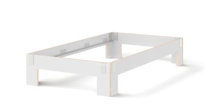 Lit Tagedieb, 120 x 220 cm, Sans tête de lit, FU (bouleau contreplaqué) blanc, Gris clair, Sans sommier