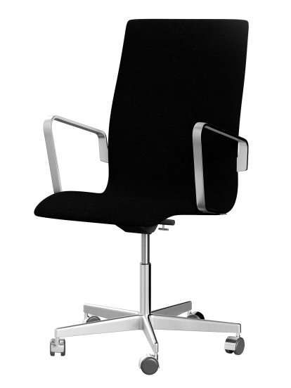 Chaise Oxford, Avec accotoirs, Dossier moyen, Piétement à roulettes, Hallingdal 65, 180 - Charcoal