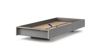 Lit Flai, 90 x 200, Sans tête de lit, CPL anthracite, avec sommier