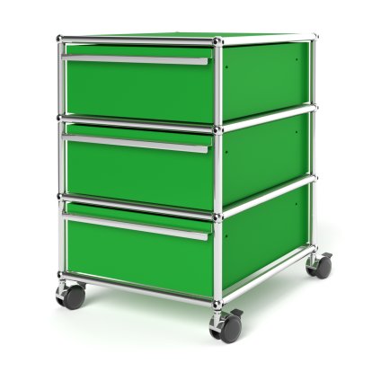 Caisson à roulettes USM Haller avec 3 tiroirs Type 1 , Sans serrures, Vert USM