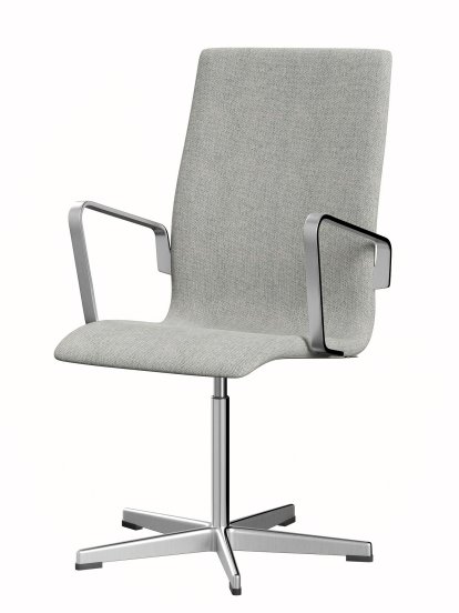 Chaise Oxford, Avec accotoirs, Dossier moyen, Piètement fixe, Hallingdal 65, 110 - White/grey