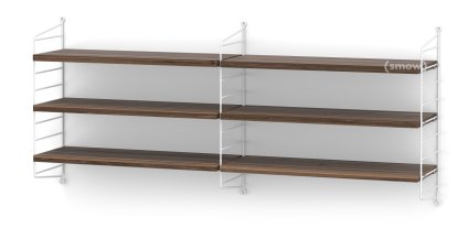 Étagère murale M String, 20 cm, Blanc, Placage noyer