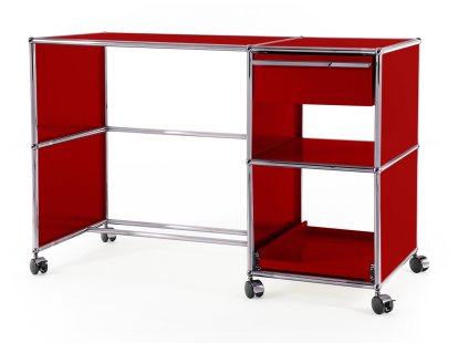 Bureau USM Haller à roulettes Type 2, Rouge rubis USM