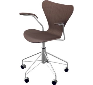 Chaise de bureau pivotante Série 7 3217, Bois laqué clair, Noyer naturel