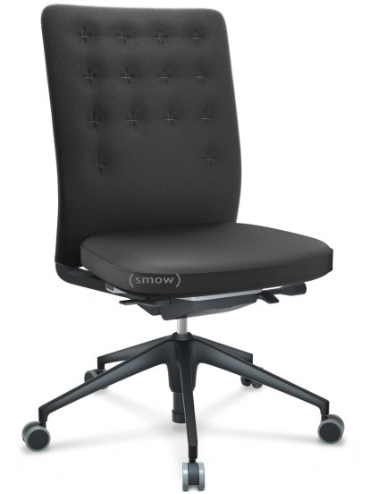 ID Trim, Avec support lombaire, Mécanisme Flowmotion avec inclinaison avant et réglage de la profondeur , Sans accotoirs, Piétement à 5 branches, plastique basic dark, Assise et dossier Plano, Gris foncé, Souples pour sols durs