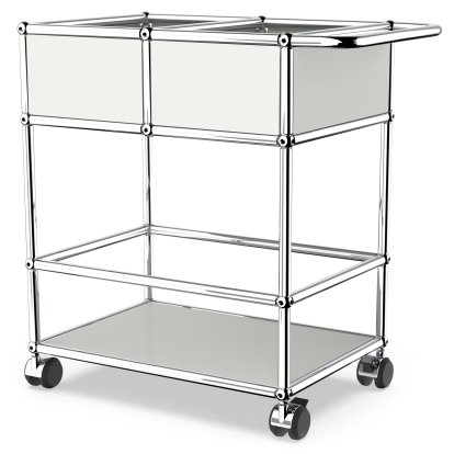 USM Haller chariot à boissons à étages avec compartiments, Gris clair RAL 7035, Durs pour tapis