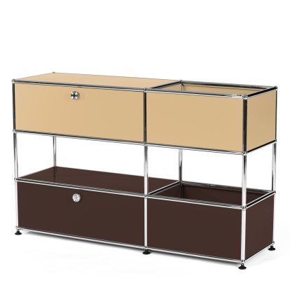 Buffet USM Haller pour enfants M avec boîtes de rangement, Bicolore, Beige USM - 	Marron USM, Avec  porte abattante