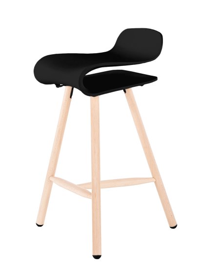 Tabouret de bar BCN Wood, Noir, Hêtre